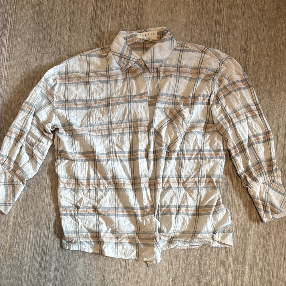 Women's Beige Plaid Shirt